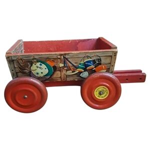 Vintage 1950s Roy Rogers Wooden Wagon Pull Toy – N. Hill Brass Co.